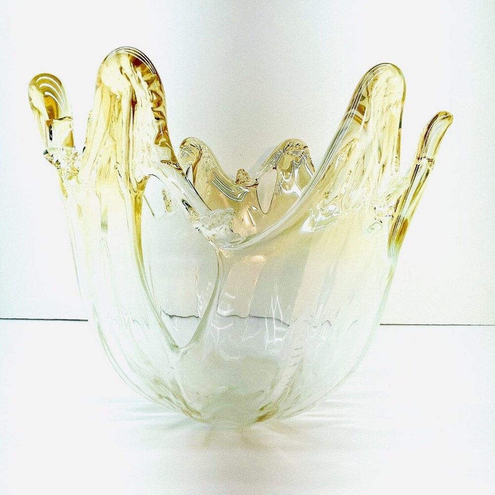 XL Amber Art Glass Console Centerpiece Handmade Submerged Sommerso Murano? Italy - Picture 5 of 9